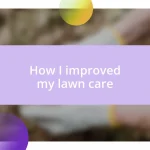 How I improved my lawn care