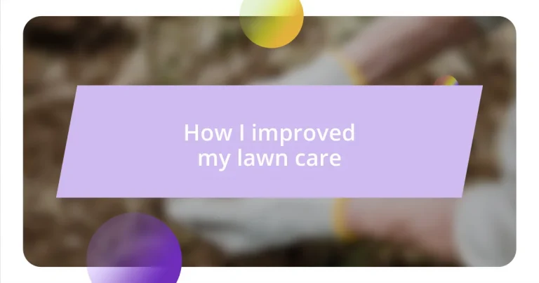 How I improved my lawn care