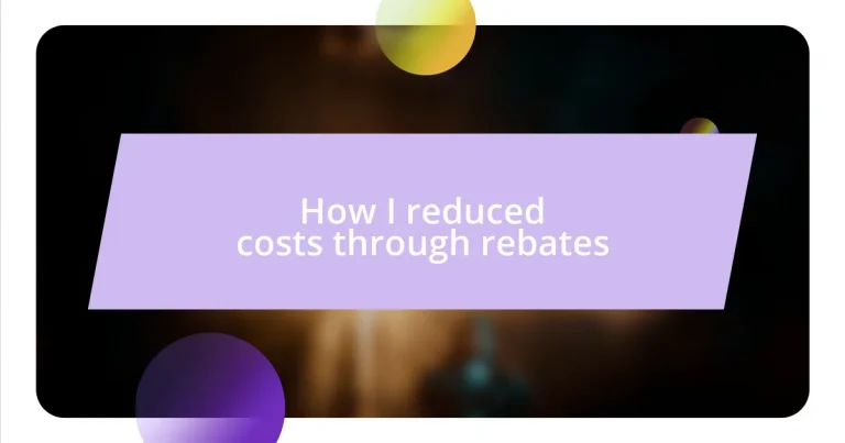 How I reduced costs through rebates