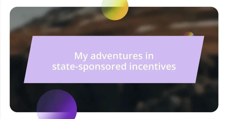 My adventures in state-sponsored incentives