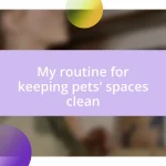 My routine for keeping pets’ spaces clean