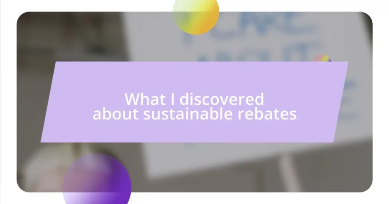 What I discovered about sustainable rebates