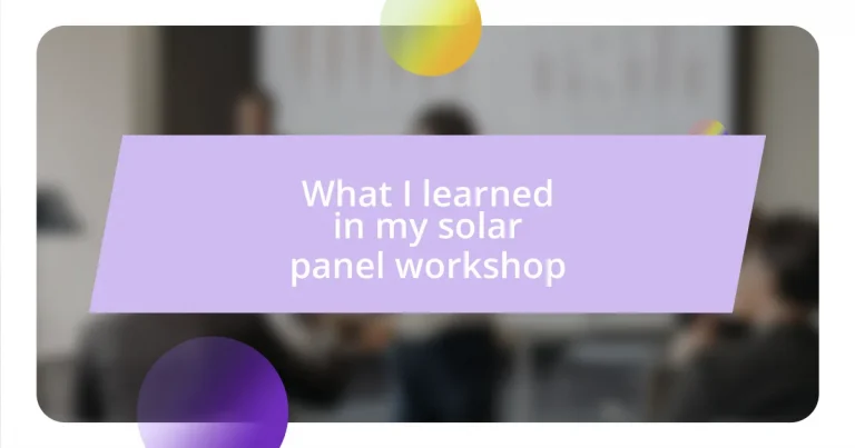 What I learned in my solar panel workshop