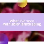 What I’ve seen with solar landscaping